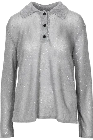 Msgm Femme, Blouses et Chemises, Gris, Taille: 40 FR Pull à Sequins Gris
