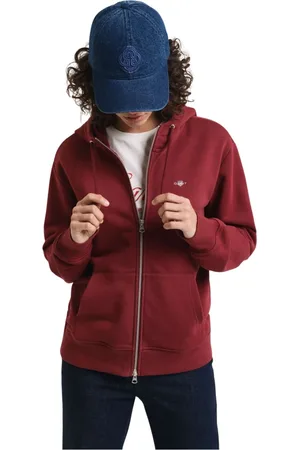 GANT Homme, Sweatshirts et sweats à capuche, Rouge, Taille: L Zip Sweat à capuche Shield