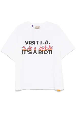 GALLERY DEPT. Homme, Tops, Blanc, Taille: L T-shirt Ras du Cou Riot Print