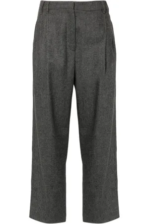 Brunello Cucinelli Femme, Pantalons, Gris, Taille: 38 FR Pantalon en flanelle grise avec poches