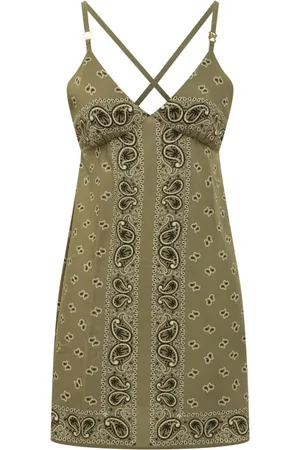 Palm Angels Femme, Robes, Vert, Taille: 36 FR Robe Nuisette Paisley