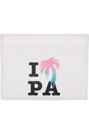 Palm Angels Homme, Accessoires, Blanc, Taille: ONE Size Porte-cartes Crème à Imprimé Graphique