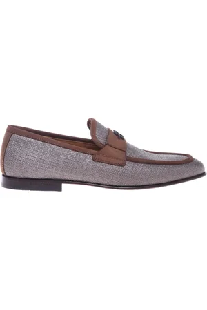 BALDININI Homme, Chaussures, Gris, Taille: 41 EU Dove grey raffia and leather nubuck loafer
