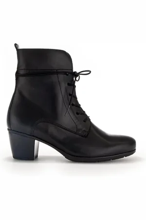 Gabor Femme, Chaussures, Noir, Taille: 37 1/2 EU Bottines à lacets en cuir noir
