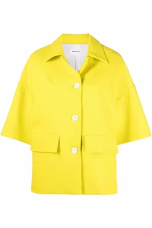 P.A.R.O.S.H. Femme, Vestes, Jaune, Taille: 40 FR Veste Jaune en Tweed de Coton