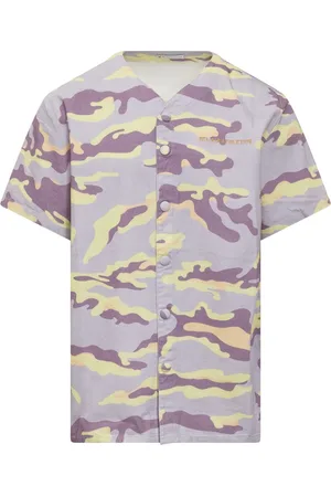 BEL-AIR ATHLETICS Homme, Chemises, Violet, Taille: M Chemise à manches courtes camouflage avec logo