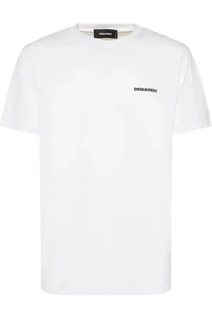 Dsquared2 Homme, Tops, Blanc, Taille: M T-shirt en Coton Blanc avec Impression sur le Devant