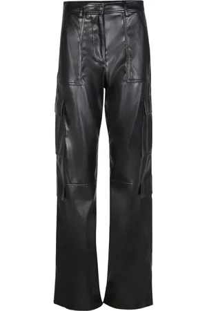 Msgm Femme, Pantalons, Noir, Taille: 40 FR Pantalon Cargo Noir à Jambes Larges