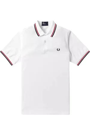 Fred Perry Homme, Tops, Blanc, Taille: L Polo Slim Fit à Double Liseré