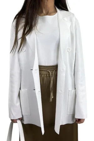 P.A.R.O.S.H. Femme, Vestes, Blanc, Taille: 36 FR Blazer Americana en Tricot Blanc