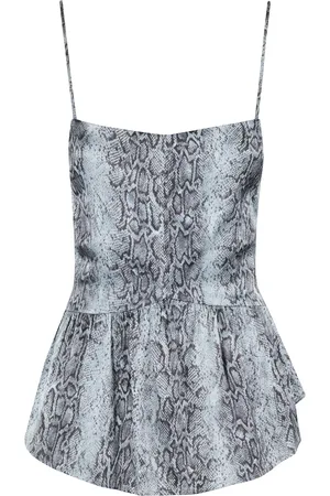 Ganni Femme, Tops, Bleu, Taille: 38 FR Robe Imprimée en Satin