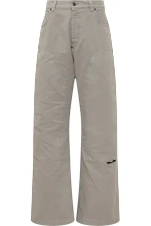 Msgm Homme, Pantalons, Gris, Taille: L Pantalon Large à Écusson Logo