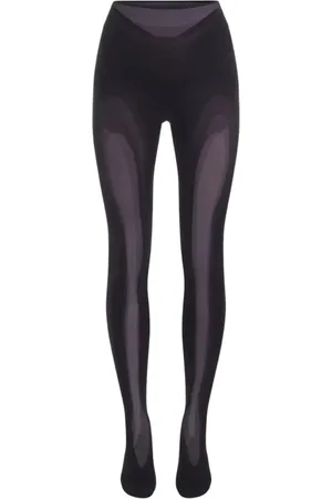 MUGLER Femme, Pantalons, Noir, Taille: 38 FR Leggings en maille taille haute avec fermeture éclair