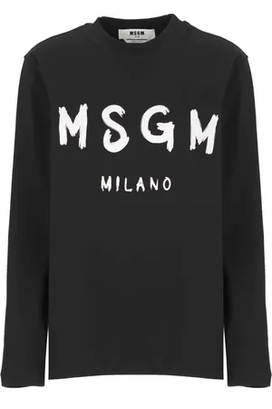 Msgm Femme, Tops, Noir, Taille: 36 FR T-shirt à col rond