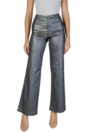 JACQUELINE DE YONG Femme, Pantalons, Gris, Taille: 38 FR Pantalon Argent Fermeture Éclair Automne/Hiver