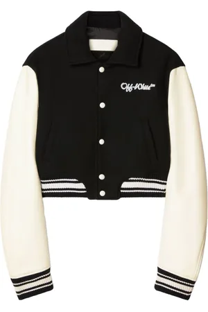 OFF-WHITE Femme, Vestes, Noir, Taille: 36 FR Veste d`extérieur noire à bordure côtelée avec logo