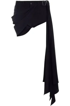 MUGLER Femme, Shorts, Noir, Taille: 38 FR Short en jean drapé en spirale