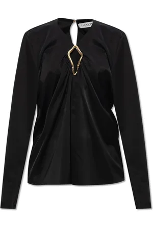Lanvin Femme, Blouses et Chemises, Noir, Taille: 38 FR Haut Drapé Avec Détail Œillet
