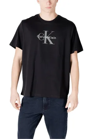 Calvin Klein Homme, Tops, Noir, Taille: 2XL T-shirt en Coton Imprimé Noir
