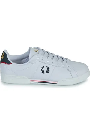Fred Perry Homme, Chaussures, Blanc, Taille: 43 EU Baskets en cuir à semelle à double liseré