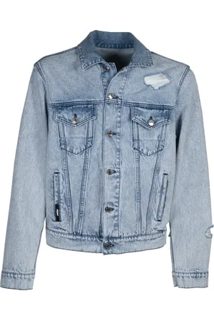 Msgm Homme, Vestes, Bleu, Taille: M Veste en jean détruite effet marbré