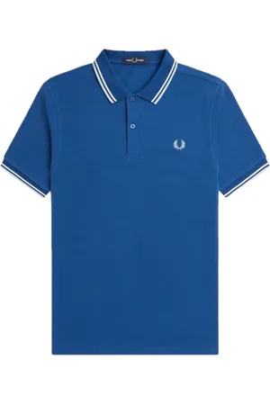 Fred Perry Homme, Tops, Bleu, Taille: M Polo Slim Fit à Double Liseré