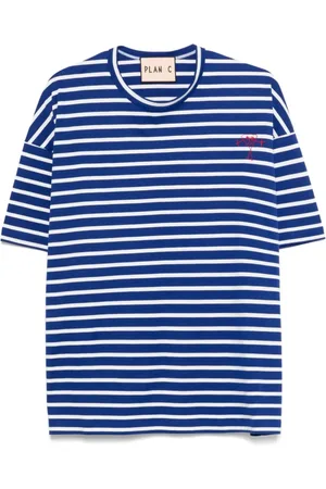 Plan C Homme, Tops, Bleu, Taille: M T-shirt à rayures à manches courtes