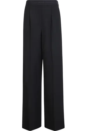 Msgm Femme, Pantalons, Noir, Taille: 40 FR Pantalon large avec ceinture logo