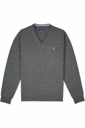 GANT Homme, Pulls, Gris, Taille: S Tricot Élé à Col en V