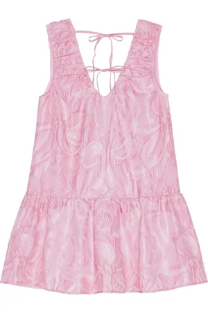 Ganni Femme, Robes, Rose, Taille: 40 FR Robe Rose à Col en V avec Fermeture à Nouer