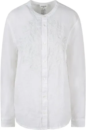 P.A.R.O.S.H. Femme, Blouses et Chemises, Blanc, Taille: 40 FR Chemise en lin brodé