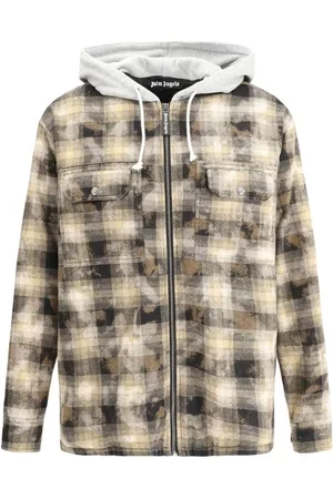 Palm Angels Homme, Vestes, Multicolore, Taille: S Veste matelassée à carreaux en coton avec capuche
