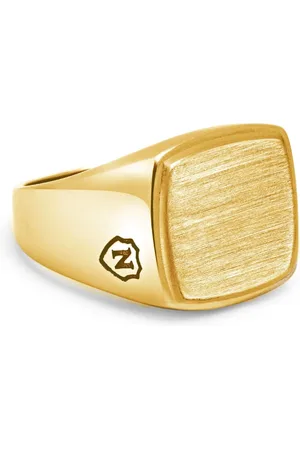 Nialaya Homme, Accessoires, Jaune, Taille: 62 MM Chevalière Plaqué Or avec Acier Brossé