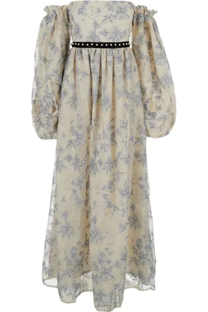 Agua by Agua Bendita Femme, Robes, Multicolore, Taille: 38 FR Robe Longue Bardot Florale Multicolore Lin