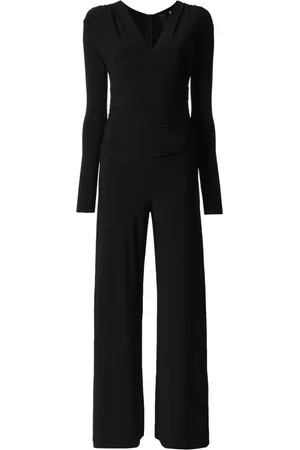 Norma Kamali Femme, Combinaisons et Ensembles, Noir, Taille: 42 FR Combinaison à Manches Longues et Col en V