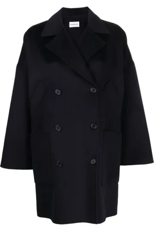 P.A.R.O.S.H. Femme, Manteaux, Bleu, Taille: 38 FR Manteau croisé en cachemire bleu marine