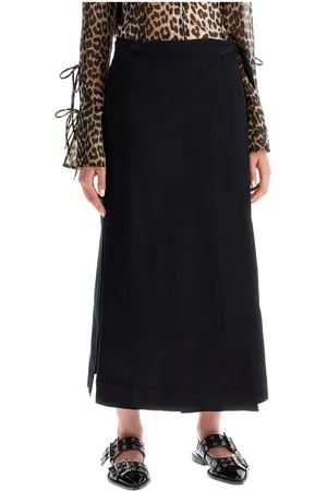 Ganni Femme, Jupes, Noir, Taille: 38 FR Jupe Portefeuille Stretch en Coton Chevron
