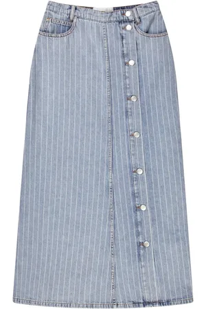 Munthe Femme, Jupes, Bleu, Taille: 38 FR Jupe Midi en Denim à Rayures Fines