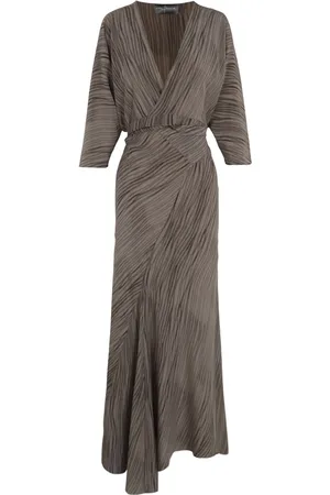 Cortana Femme, Robes, Brun, Taille: 40 FR Tarantella, robe de soie imprimée calme