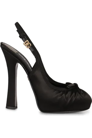 Dolce & Gabbana Femme, Chaussures, Noir, Taille: 38 1/2 EU Escarpins Slingback en satin avec