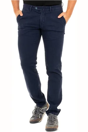 La Martina Homme, Pantalons, Bleu, Taille: 3XL Pantalon Coupe Droite Bleu Marine Boutonné