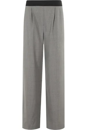 Msgm Femme, Pantalons, Gris, Taille: 38 FR Pantalon palazzo en laine avec plis