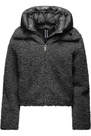Bomboogie Femme, Vestes, Noir, Taille: 40 FR Manteau Court à Capuche en Molleton Sherpa