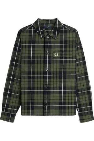 Fred Perry Homme, Chemises, Vert, Taille: S Chemise à Carreaux en Coton avec Poches Plaquées