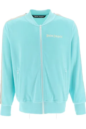 Palm Angels Homme, Sweatshirts et sweats à capuche, Bleu, Taille: S Veste de survêtement bomber en chenille