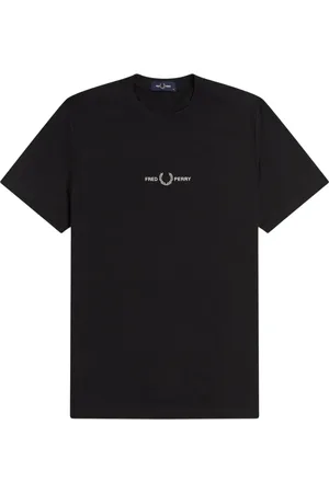 Fred Perry Homme, Tops, Noir, Taille: XL T-Shirt Graphique Logo Brodé