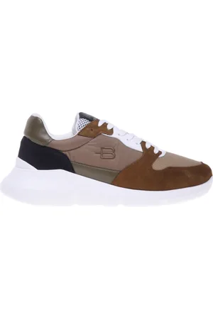 BALDININI Homme, Chaussures, Multicolore, Taille: 42 1/2 EU Cognac suede and white mesh trainer