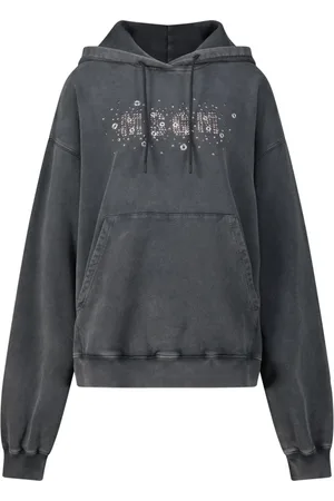 Msgm Femme, Sweatshirts et sweats à capuche, Gris, Taille: 42 FR Sweat à Capuche Oversize avec Détails Métalliques