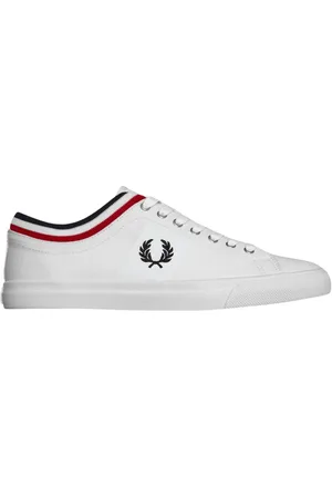 Fred Perry Homme, Chaussures, Blanc, Taille: 42 EU Baskets Classic Twill avec Bord Côtelé