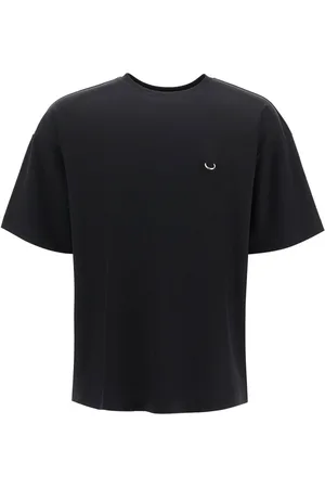 MUGLER Homme, Tops, Noir, Taille: S T-shirt oversize à col rond avec piercing
